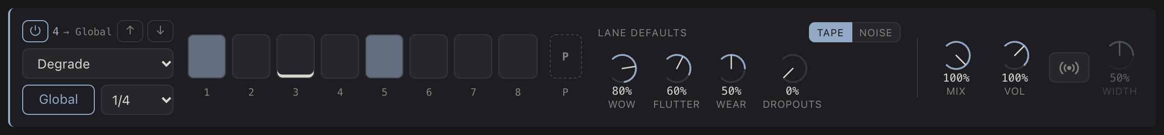 A Degrade lane driving the global degrade.