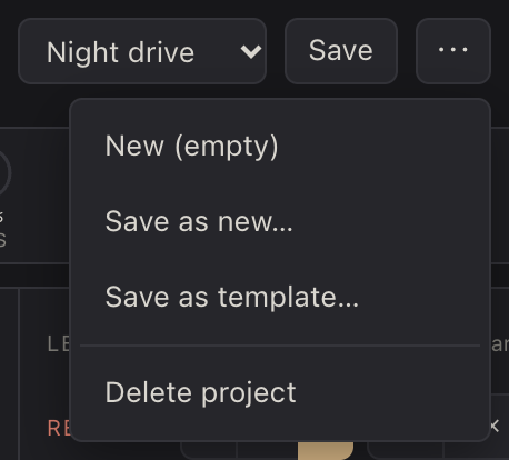 The project list and the ⋯ menu.